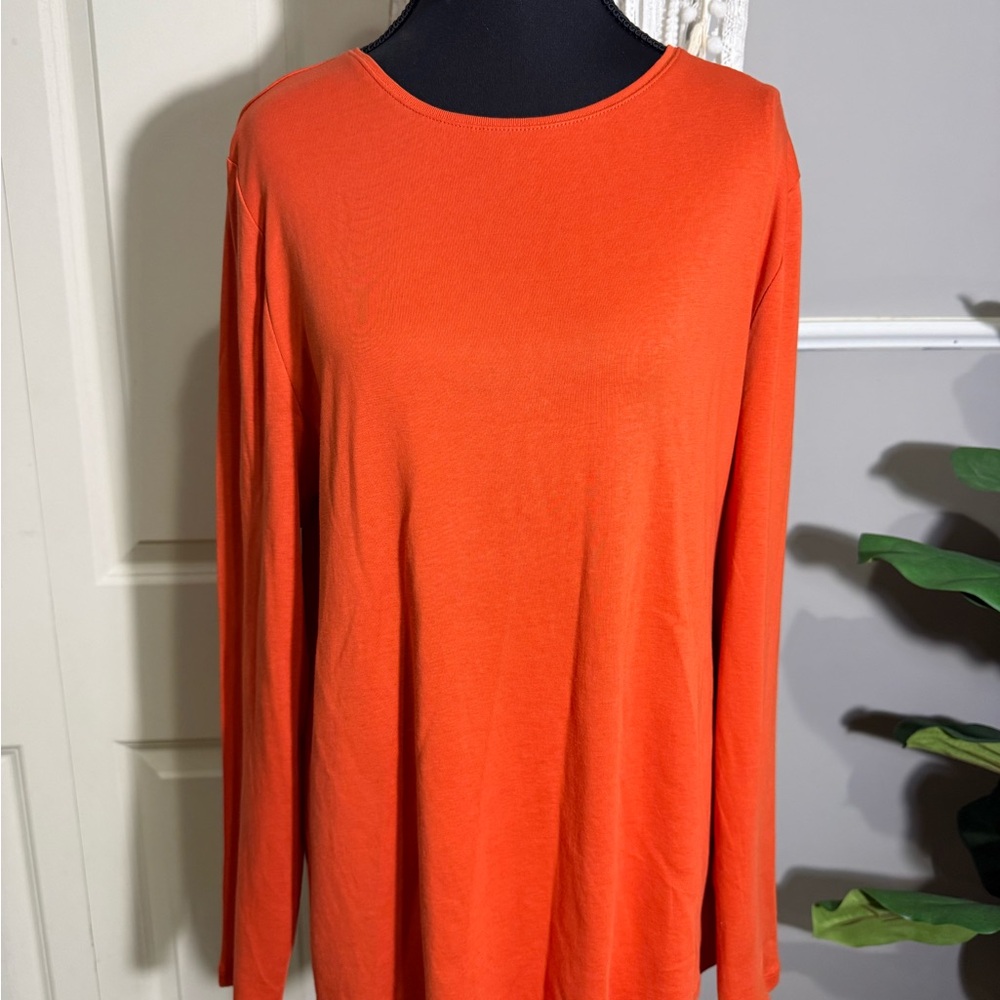 Talbots Bright Orange Long Sleeve Crewneck Top size XL